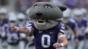 Kansas State mascot "Willie the Wildcat" leads the team onto the field before an NCAA college football game against Kent State Saturday, Sept. 17, 2011, in Manhattan, Kan. (AP Photo/Charlie Riedel)