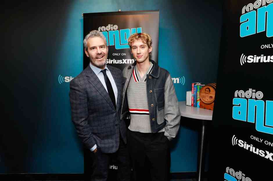 NEW YORK, NEW YORK – OCTOBER 11: Troye Sian and Andy Cohen at the SiriusXM Studios on October 11, 2023, in New York City. (Photo by Maro Hagopian for SiriusXM)